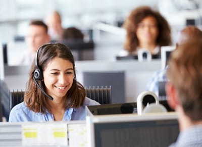 A customer service rep with a headset