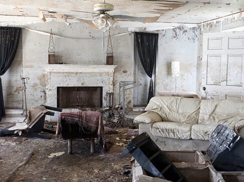 Home that was damaged by flood waters