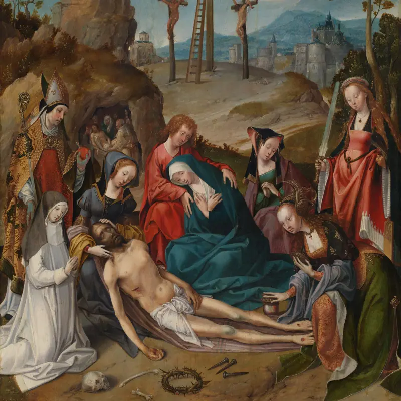 The Lamentation with Donors and Saints
