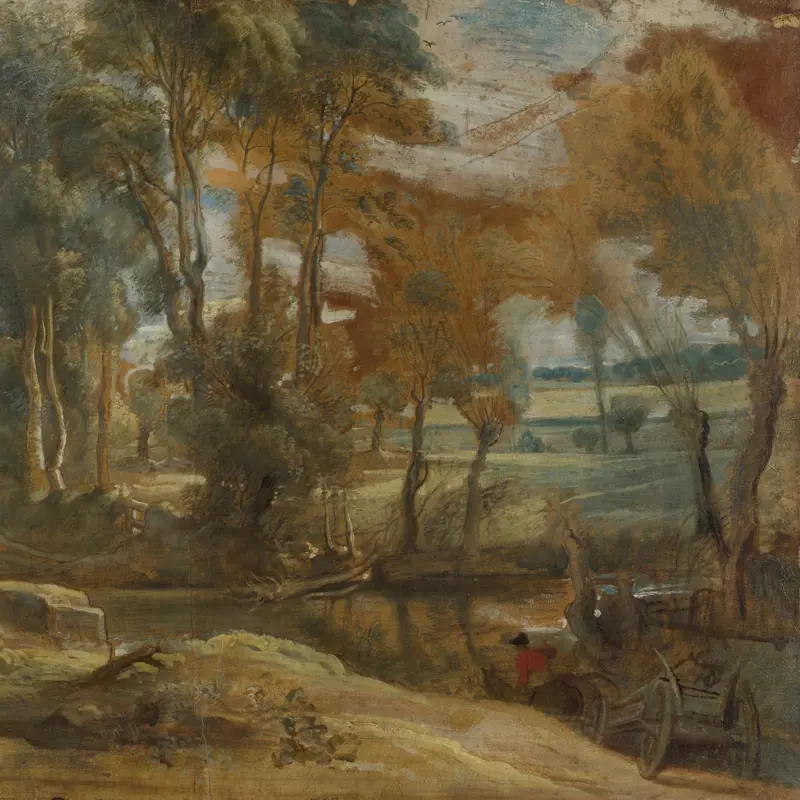 A Wagon fording a Stream