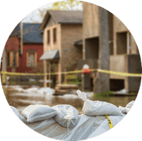 Sandbags being used to stop flood waters